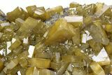 Golden Barite Crystals on Purple Fluorite - Xiefang Mine, China #350813-3